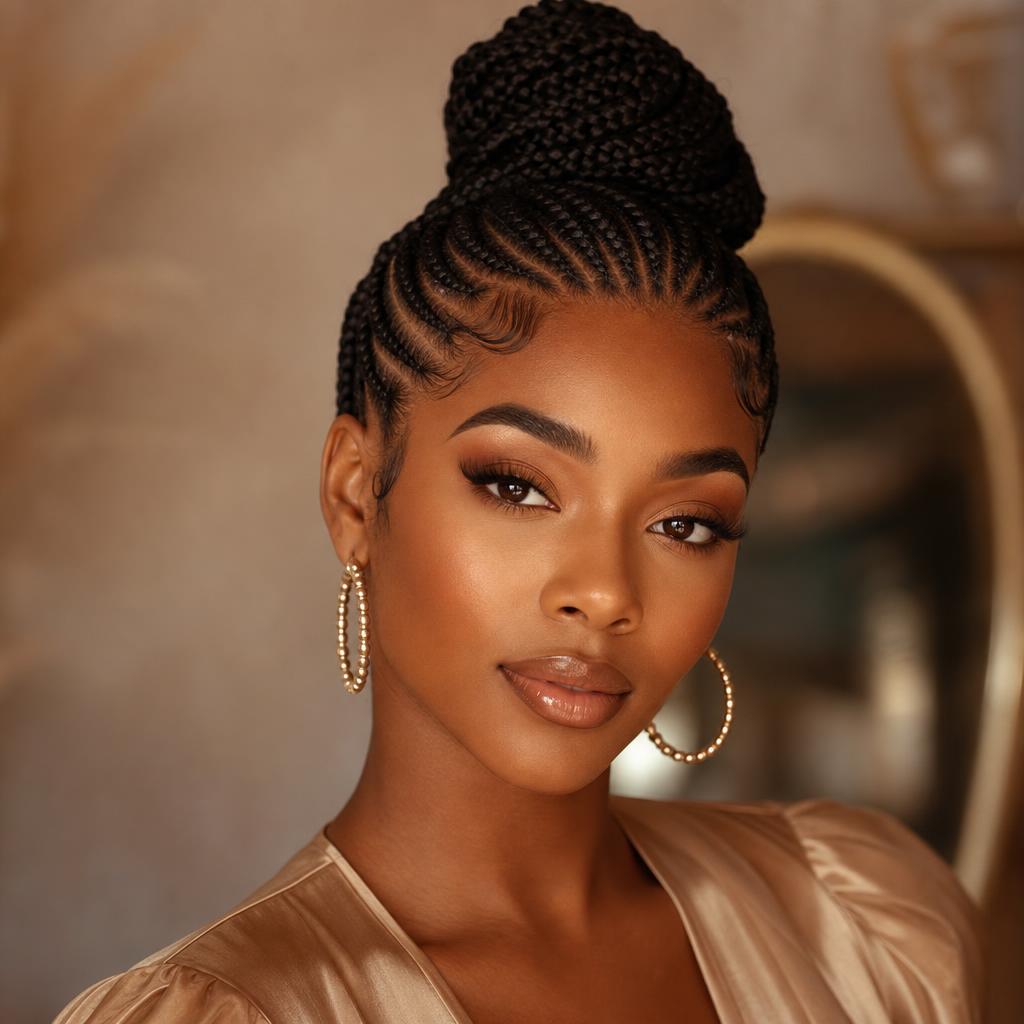 Elegant cornrow braided updo style